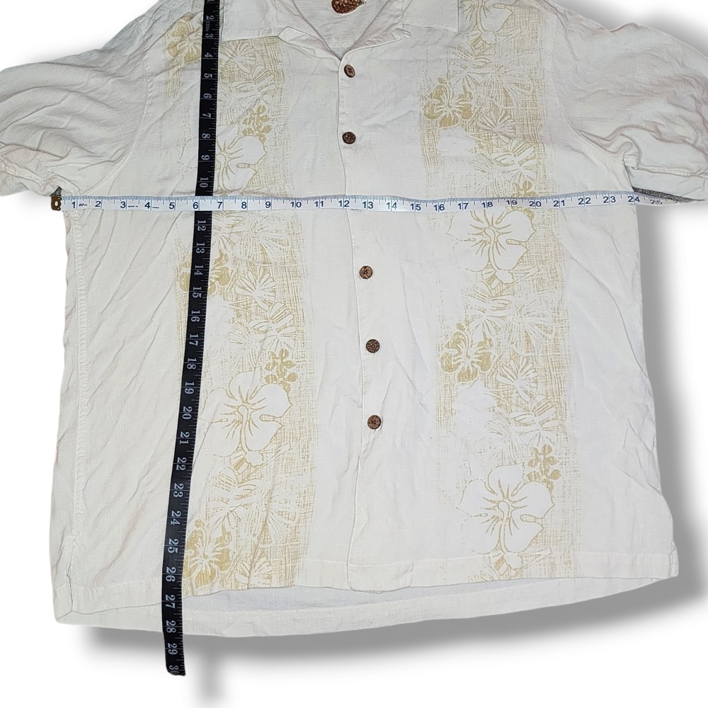 Caribbean Mens‎ Large Hawaiian Shirt White Silk rayon Floral Short Sleeve camp - Picture 5 of 5